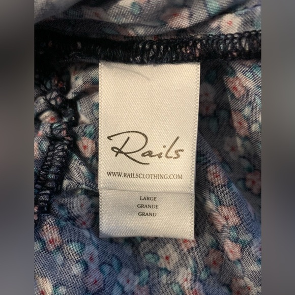 Rails Minka Tie Front V Neck Short Sleeve Mini Romper Blue/Pink Floral - Large - Picture 9 of 12